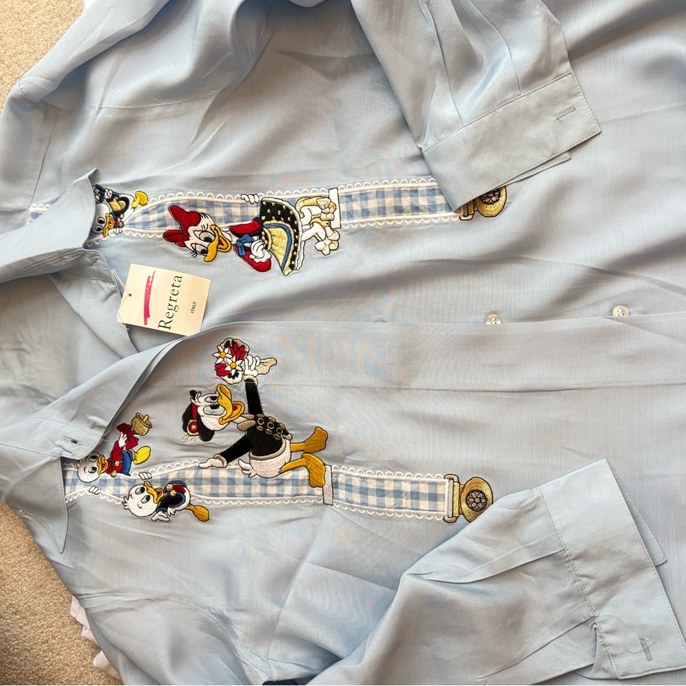 Reguera Light Blue Cartoon Embroidered Shirt